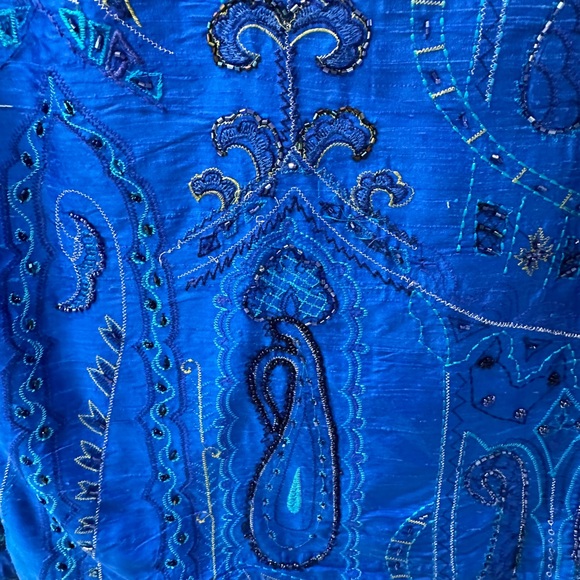 Vintage CHICO’S Embellished Blue Silk Beaded Jacket Size 0 (Sz 4) EUC - Picture 10 of 10